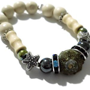 seashell hematite gemstone bracelet